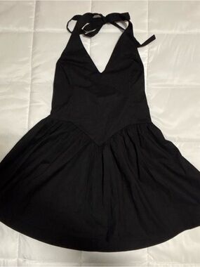 wild fable Black Halter V-Neck Skater Dress